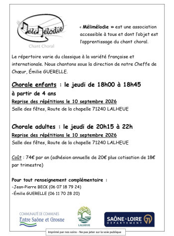 La Chorale Mélimélodie fait sa rentrée !