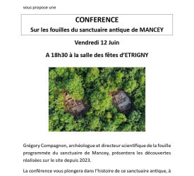 Conférence sur les fouilles du sanctuaire antique de Mancey