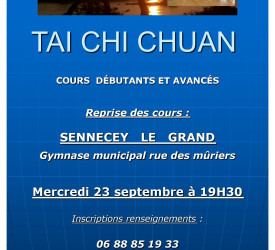Reprise des cours du Tai Chi Chuan
