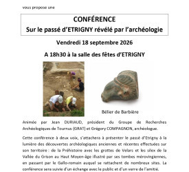 Conférence "Le passé d’Étrigny à la lumière des découvertes archéologiques faites sur le territoire de la commune”