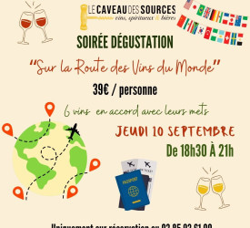 Soirée dégustation : Sur la Route des vins du Monde