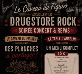 La table d'Ancelin et Le Caveau du Figuier accueillent les Drugstore Rock en Concert
