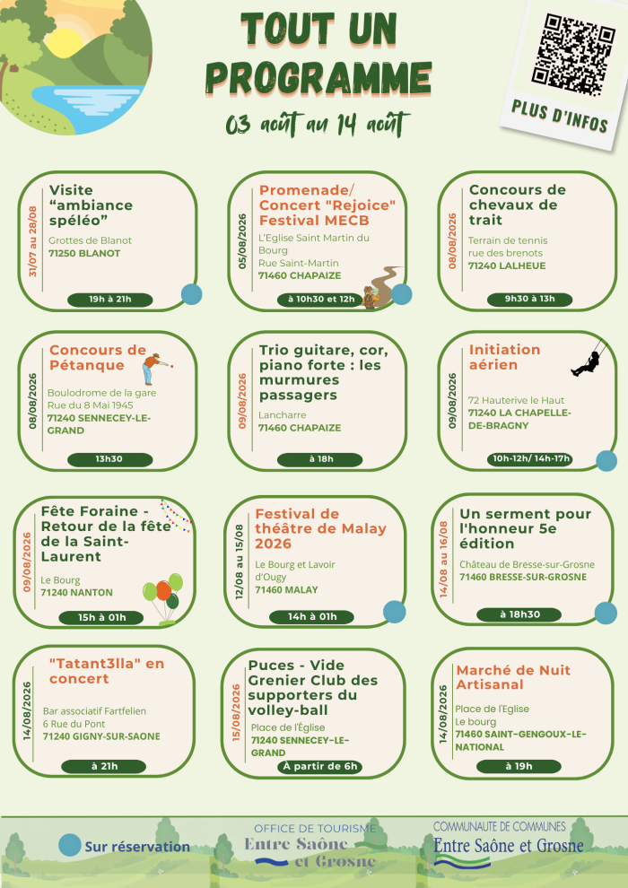 Programme d'animations du 3 au 14 août